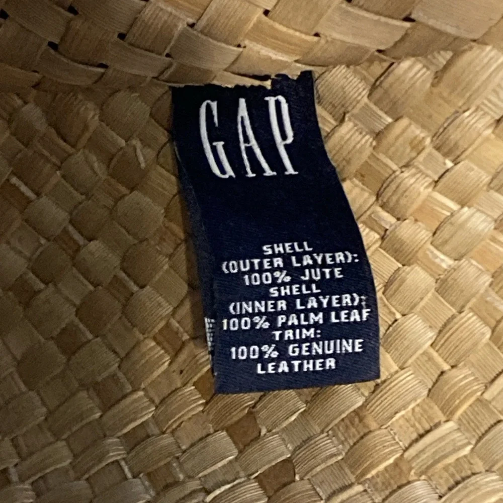 GAP Red Woven Tote with Brown Leather Handles